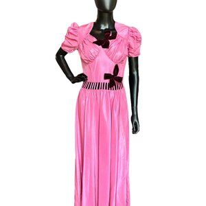 Vintage 40s Pink/Burgundy Taffeta Evening Gown